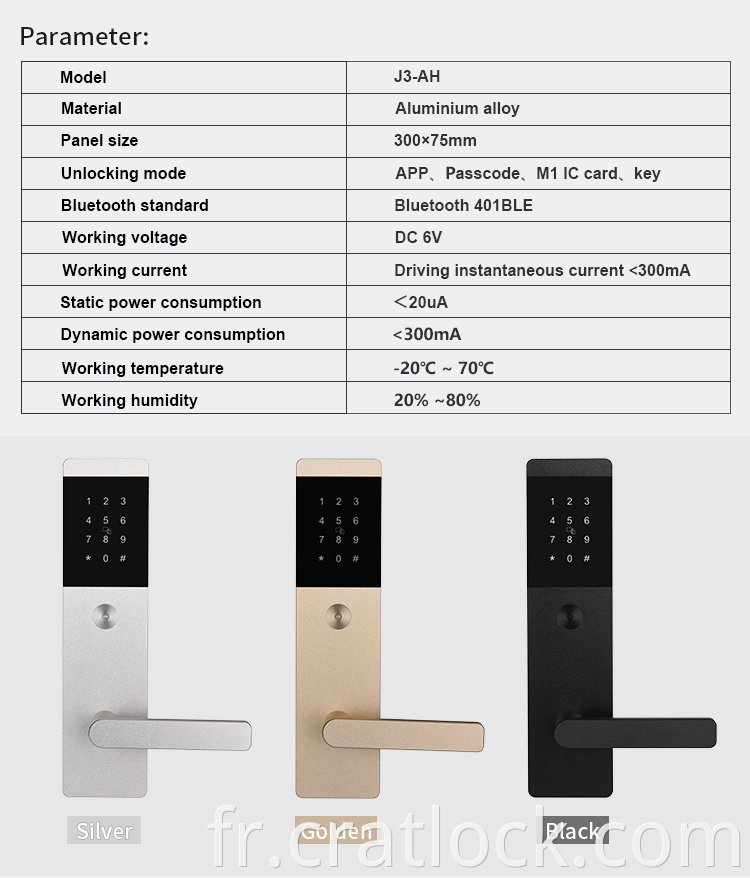 Smart Fingerprint Apartment Lock Parameter